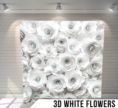 AT PhotoBooth | 3D White Flowers Backdrop